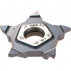 Iscar - PENTA24N119 IC908 Grade, 0.0469" Cutting Width, Carbide Cutoff Insert - Neutral Lead Angle, 0.0039" Cnr Rad, TiAlN Coated - USA Tool & Supply