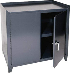 Durham - 1 Shelf Locking Storage Cabinet - Steel, 36" Wide x 24" Deep x 34-1/2" High, Gray - USA Tool & Supply