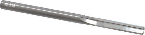 Hertel - #14 Solid Carbide 4 Flute Chucking Reamer - Straight Flute, Straight Shank, 7/8" Flute Length, 2-3/4" OAL - USA Tool & Supply