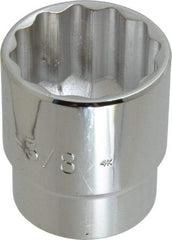 Proto - 1-3/8", 1/2" Drive, Standard Hand Socket - 12 Points, 2" OAL, Chrome Vanadium, Chrome Finish - USA Tool & Supply