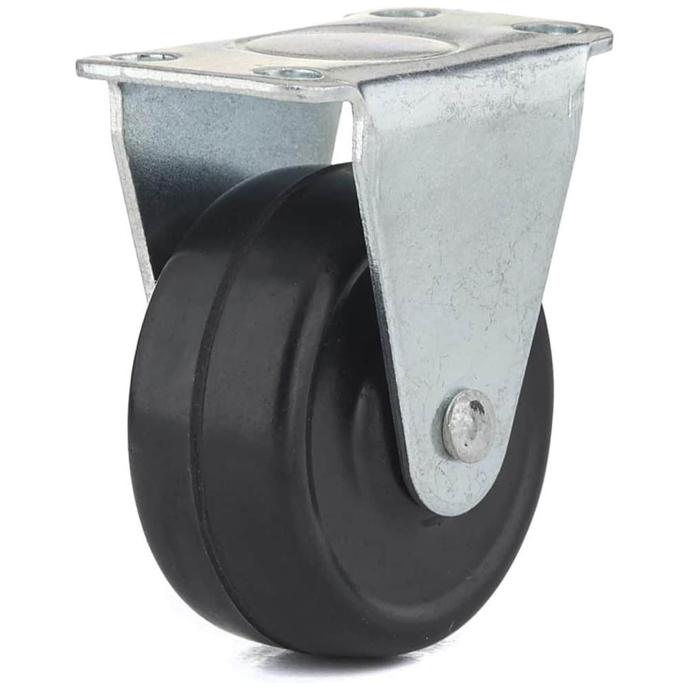 Rigid Top Plate Caster: Rubber, 1-9/16″ Wheel Dia, 11/16″ Wheel Width, 44 lb Capacity, 2″ OAH 1″ Plate Length, 1.81″ Plate Width, No Brake