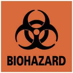 NMC - Hazardous Materials Label - Legend: BIOHAZARD, English, Black & Orange, 4" Long x 4" High, Sign Muscle Finish - USA Tool & Supply