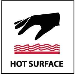 NMC - "Hot Surface", 7" Long x 7" Wide, Rigid Plastic Safety Sign - Square, 0.05" Thick, Use for Hazardous Materials - USA Tool & Supply