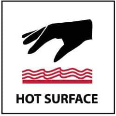 NMC - "Hot Surface", 7" Long x 7" Wide, Rigid Plastic Safety Sign - Square, 0.05" Thick, Use for Hazardous Materials - USA Tool & Supply