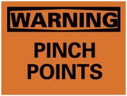 NMC - "Warning - Pinch Points", 7" Long x 10" Wide, Pressure-Sensitive Vinyl Safety Sign - Rectangle, 0.004" Thick, Use for Accident Prevention - USA Tool & Supply