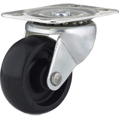 Swivel Top Plate Caster: Polypropylene, 2″ Wheel Dia, 13/16″ Wheel Width, 126 lb Capacity, 2-7/16″ OAH 1.875″ Plate Length, 2.56″ Plate Width, No Brake