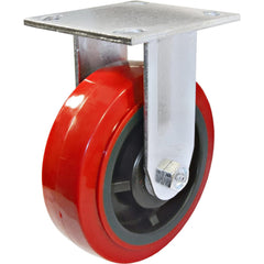 Rigid Top Plate Caster: Polyurethane, 6″ Wheel Dia, 2″ Wheel Width, 661 lb Capacity, 7-3/8″ OAH 4″ Plate Length, 4.5″ Plate Width, No Brake