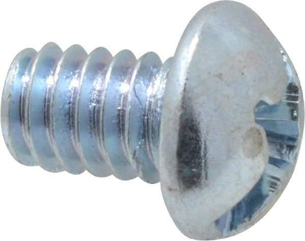 Value Collection - 1/4-20 UNC, 3/8" Length Under Head Slotted/Phillips Drive Machine Screw - Round Head, Grade J82 Steel, Zinc-Plated Finish, Without Washer - USA Tool & Supply