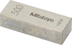 Mitutoyo - 0.5" Rectangular Steel Gage Block - Accuracy Grade AS-1, Includes Certificate of Inspection - USA Tool & Supply