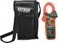 Extech - EX810, CAT III, Digital Average Responding Auto Ranging Clamp Meter with 1.7" Clamp On Jaws - 600 VAC/VDC, 1000 AC Amps, Measures Current, Temperature - USA Tool & Supply