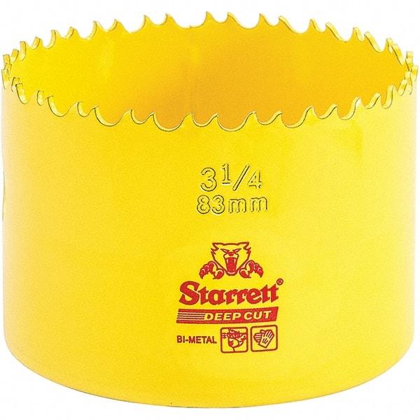 Starrett - 3-1/4" Diam, 2" Cutting Depth, Hole Saw - High Speed Steel Saw, Toothed Edge - USA Tool & Supply