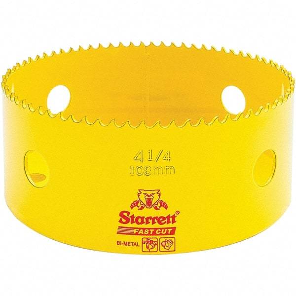 Starrett - 4-1/4" Diam, 1-5/8" Cutting Depth, Hole Saw - High Speed Steel Saw, Toothed Edge - USA Tool & Supply