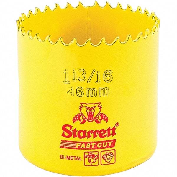 Starrett - 1-13/16" Diam, 1-5/8" Cutting Depth, Hole Saw - High Speed Steel Saw, Toothed Edge - USA Tool & Supply