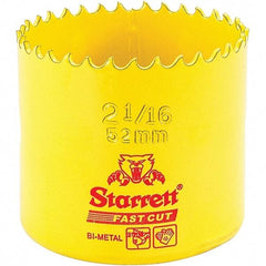 Starrett - 2-1/16" Diam, 1-5/8" Cutting Depth, Hole Saw - High Speed Steel Saw, Toothed Edge - USA Tool & Supply