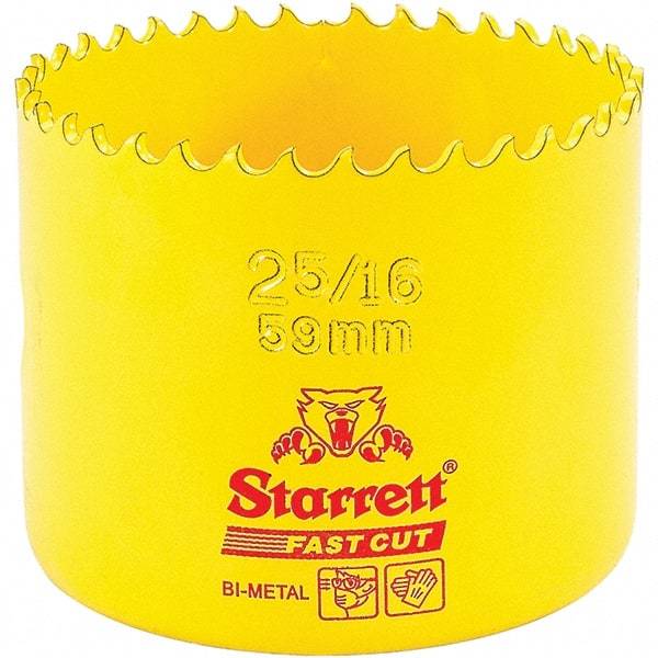 Starrett - 2-5/16" Diam, 1-5/8" Cutting Depth, Hole Saw - High Speed Steel Saw, Toothed Edge - USA Tool & Supply