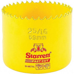 Starrett - 2-5/16" Diam, 1-5/8" Cutting Depth, Hole Saw - High Speed Steel Saw, Toothed Edge - USA Tool & Supply