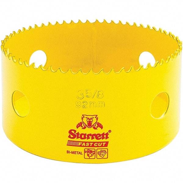 Starrett - 3-5/8" Diam, 1-5/8" Cutting Depth, Hole Saw - High Speed Steel Saw, Toothed Edge - USA Tool & Supply