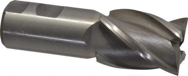 Interstate - 1-1/2", 2" LOC, 1-1/4" Shank Diam, 4-1/2" OAL, 4 Flute, High Speed Steel Square End Mill - Single End, Uncoated, Spiral Flute, 30° Helix, Right Hand Cut, Right Hand Flute - USA Tool & Supply