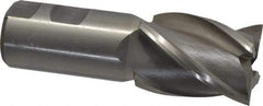 Interstate - 1-1/2", 2" LOC, 1-1/4" Shank Diam, 4-1/2" OAL, 4 Flute, High Speed Steel Square End Mill - Single End, Uncoated, Spiral Flute, 30° Helix, Right Hand Cut, Right Hand Flute - USA Tool & Supply