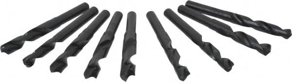Interstate - 33/64 to 1", 118° Point, Oxide Finish, High Speed Steel Reduced Shank Drill Bit Set - USA Tool & Supply
