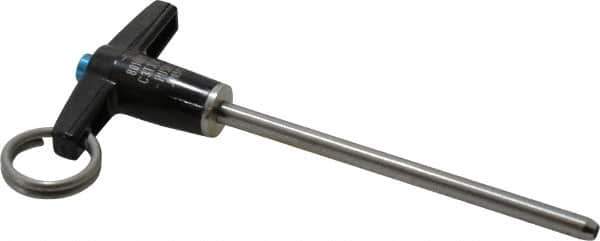 Jergens - 3/16" Diam, 3" Usable Length, T Handle, Push Button Quick Release Pin - 4-1/2" Overall Length, Grade 17-4 Stainless Steel, Passivated Finish - USA Tool & Supply