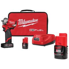 Cordless Impact Wrench: 12V, 3/8″ Drive, 2,700 RPM 3 M12 CP RED LITHIUM Battery Included, 48-59-1812 Charger Included