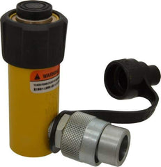 Enerpac - 5 Ton, 1" Stroke, 0.99 Cu In Oil Capacity, Portable Hydraulic Single Acting Cylinder - 0.99 Sq In Effective Area, 4.34" Lowered Ht., 5.34" Max Ht., 1.13" Cyl Bore Diam, 1" Plunger Rod Diam, 10,000 Max psi - USA Tool & Supply