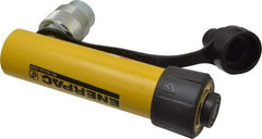 Enerpac - 5 Ton, 3" Stroke, 2.98 Cu In Oil Capacity, Portable Hydraulic Single Acting Cylinder - 0.99 Sq In Effective Area, 6.5" Lowered Ht., 9.5" Max Ht., 1.13" Cyl Bore Diam, 1" Plunger Rod Diam, 10,000 Max psi - USA Tool & Supply
