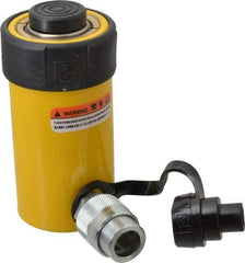 Enerpac - 15 Ton, 2" Stroke, 6.28 Cu In Oil Capacity, Portable Hydraulic Single Acting Cylinder - 3.14 Sq In Effective Area, 5.88" Lowered Ht., 7.88" Max Ht., 2" Cyl Bore Diam, 1.625" Plunger Rod Diam, 10,000 Max psi - USA Tool & Supply