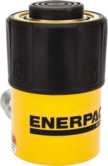 Enerpac - 25 Ton, 1" Stroke, 5.16 Cu In Oil Capacity, Portable Hydraulic Single Acting Cylinder - 5.16 Sq In Effective Area, 5.5" Lowered Ht., 6.5" Max Ht., 2.56" Cyl Bore Diam, 2.25" Plunger Rod Diam, 10,000 Max psi - USA Tool & Supply