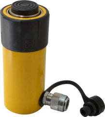 Enerpac - 25 Ton, 4" Stroke, 20.63 Cu In Oil Capacity, Portable Hydraulic Single Acting Cylinder - 5.16 Sq In Effective Area, 8.5" Lowered Ht., 12.5" Max Ht., 2.56" Cyl Bore Diam, 2.25" Plunger Rod Diam, 10,000 Max psi - USA Tool & Supply