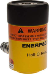 Enerpac - 12 Ton, 1.63" Stroke, 4.49 Cu In Oil Capacity, Portable Hydraulic Hollow Hole Cylinder - 2.76 Sq In Effective Area, 4.75" Lowered Ht., 6.38" Max Ht., 2.13" Cyl Bore Diam, 1.38" Plunger Rod Diam, 10,000 Max psi - USA Tool & Supply