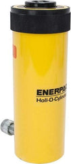 Enerpac - 30 Ton, 6.13" Stroke, 44.23 Cu In Oil Capacity, Portable Hydraulic Hollow Hole Cylinder - 7.22 Sq In Effective Area, 13" Lowered Ht., 19.13" Max Ht., 3.5" Cyl Bore Diam, 2.5" Plunger Rod Diam, 10,000 Max psi - USA Tool & Supply