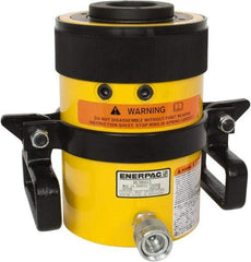 Enerpac - 60 Ton, 3" Stroke, 38.2 Cu In Oil Capacity, Portable Hydraulic Hollow Hole Cylinder - 12.73 Sq In Effective Area, 9.75" Lowered Ht., 12.75" Max Ht., 4.88" Cyl Bore Diam, 3.63" Plunger Rod Diam, 10,000 Max psi - USA Tool & Supply