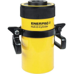 Enerpac - 60 Ton, 6" Stroke, 76.41 Cu In Oil Capacity, Portable Hydraulic Hollow Hole Cylinder - 12.73 Sq In Effective Area, 12.75" Lowered Ht., 18.75" Max Ht., 4.88" Cyl Bore Diam, 3.63" Plunger Rod Diam, 10,000 Max psi - USA Tool & Supply