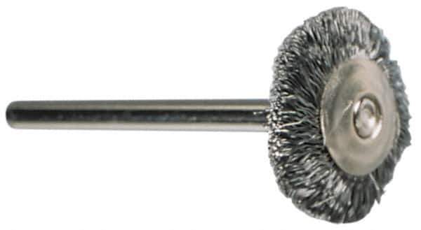 Value Collection - 1/8" Brush Diam, Crimped, End Brush - 1/8" Diam Shank, 15,000 Max RPM - USA Tool & Supply