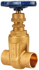 NIBCO - 1/2" Pipe, Class 125, Soldered Bronze Solid Wedge Stem Gate Valve - 200 WOG, 125 WSP, Screw-In Bonnet - USA Tool & Supply