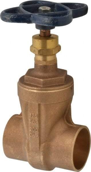 NIBCO - 2" Pipe, Class 125, Soldered Bronze Solid Wedge Stem Gate Valve - 200 WOG, 125 WSP, Screw-In Bonnet - USA Tool & Supply