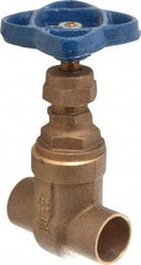 NIBCO - 3/4" Pipe, Class 125, Soldered Bronze Solid Wedge Stem Gate Valve - 200 WOG, 125 WSP, Screw-In Bonnet - USA Tool & Supply