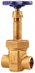 NIBCO - 2" Pipe, Class 150, Soldered Bronze Solid Wedge Rising Stem Gate Valve - 300 WOG, 150 WSP, Bolted Bonnet - USA Tool & Supply