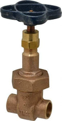 NIBCO - 1/2" Pipe, Class 150, Soldered Bronze Solid Wedge Rising Stem Gate Valve - 300 WOG, 150 WSP, Bolted Bonnet - USA Tool & Supply