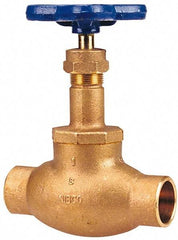 NIBCO - 1/8" Pipe, Soldered Ends, Bronze Integral Globe Valve - PTFE Disc, Screw-In Bonnet, 200 psi WOG, 125 psi WSP, Class 125 - USA Tool & Supply