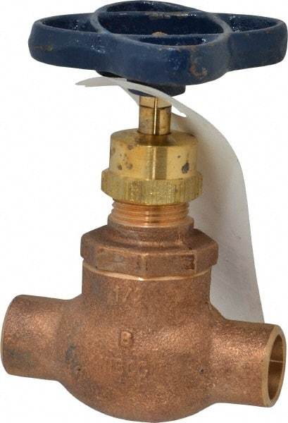 NIBCO - 1/2" Pipe, Soldered Ends, Bronze Integral Globe Valve - PTFE Disc, Screw-In Bonnet, 200 psi WOG, 125 psi WSP, Class 125 - USA Tool & Supply