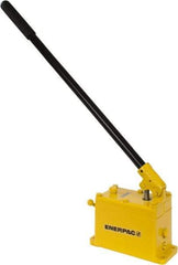 Enerpac - 1" Piston Stroke, 9/16" Piston Diam, 1/4 Cu In per Stroke, 50 Cu In Reservoir Capacity, Manual Hydraulic Pump - 3,000 psi, 61 Lbs. Max Handle Effort, 1 Stage - USA Tool & Supply
