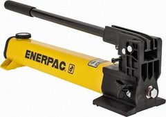 Enerpac - 1" Piston Stroke, 0.94" Diam, 0.687, 0.151" Cu In per Stroke, 55 Cu In Reservoir Capacity, Manual Hydraulic Pump - 10,000 psi, 93 Lbs. Max Handle Effort - USA Tool & Supply