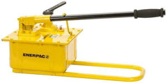 Enerpac - 1-1/2" Piston Stroke, 2-5/8" Piston Diam, 7.69, 0.29 Cu In per Stroke, 453 Cu In Reservoir Capacity, Manual Hydraulic Pump - 10,000 psi, 110 Lbs. Max Handle Effort, 2 Stage - USA Tool & Supply
