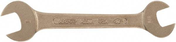 Ampco - 18mm x 19mm Nonsparking Open End Wrench - 6-7/8" OAL, Double End, Plain Finish - USA Tool & Supply