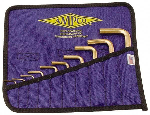 Ampco - 10 Piece L-Key Hex Key Set - Hex Range 1/16 to 3/8", Beryllium Copper - USA Tool & Supply