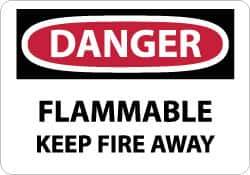 NMC - Danger - Flammable - Keep Fire Away, Aluminum Fire Sign - 14" Wide x 10" High - USA Tool & Supply