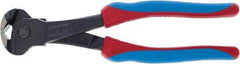 Channellock - 8" OAL, 1/4" Capacity, End Cutting Pliers - 11/32" Jaw Length x 1-19/32" Jaw Width, Oval/Curved Head, TPR-Rubber Overmold Handle - USA Tool & Supply